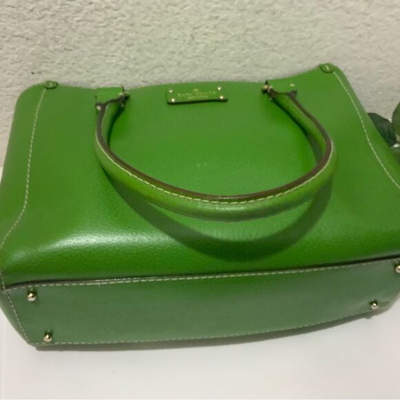 KATE SPADE Wellesley Quinn Emerald Green Leather Satchel Handbag - Picture 11 of 12